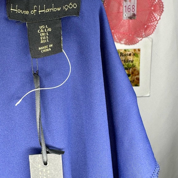 NWT House of Harlow 1960 Deep V-Neck Thong Bodysuit Size Large, Navy - Picture 5 of 15